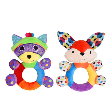 Haha Baby Teething Rattle Toys, Infant Girl Boy Learning Toy Newborn Soft Handbell Grab Shaker Crinkle Squeaky Sensory Travel Ac