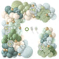 Ilafm 150Pcs Dusty Blue Green Balloon Garland Arch Kit, Ash Mist Green Haze Fog Blue Sand White Gold Balloons For Baby Shower Ju