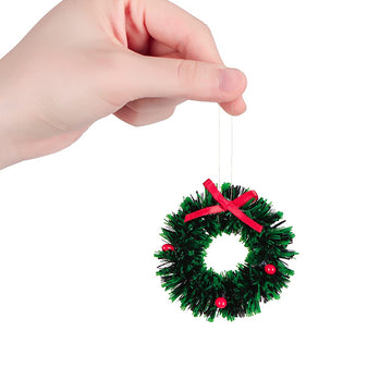 10 Pieces Mini Artificial Christmas Wreaths Ornaments, Dollhouse Miniature Christmas Wreath Doll House Mini Xmas Wreath for Doll