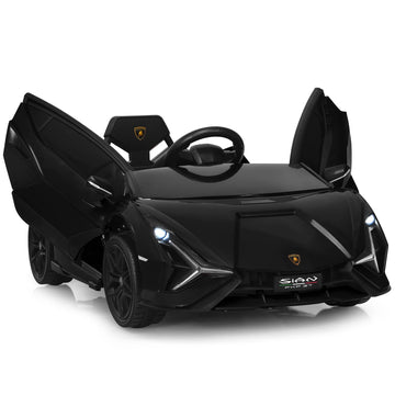 Olakids Kids 12V Licensed Lamborghini Sian Ride On Car, Electric Vehicle For Toddler With Control Remote, Battery Powered Toy With Music, Horn, 2 Speeds, Suspension, Led Lights, Bluetooth (Black)
