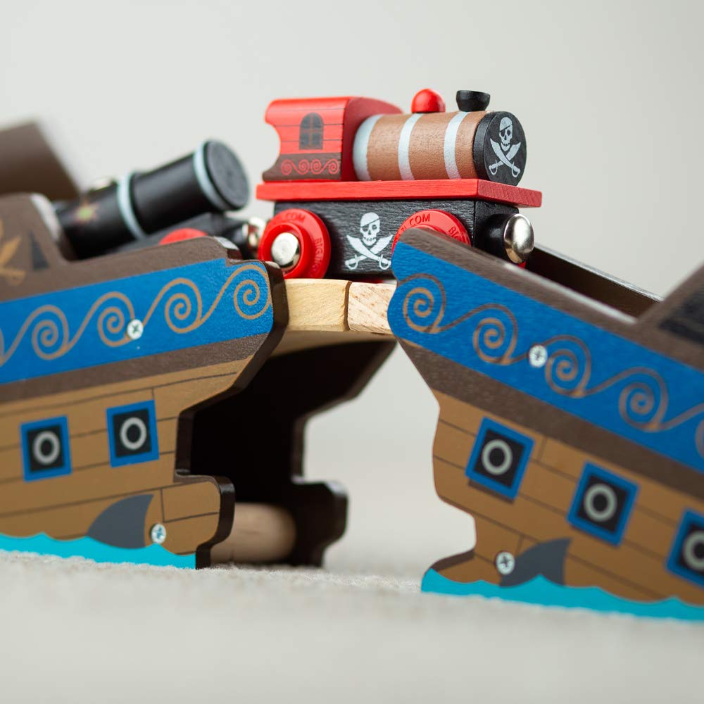 Bigjigs Rail Wooden Pirate Train - Other Major Wood Rail Brands Are Compatible