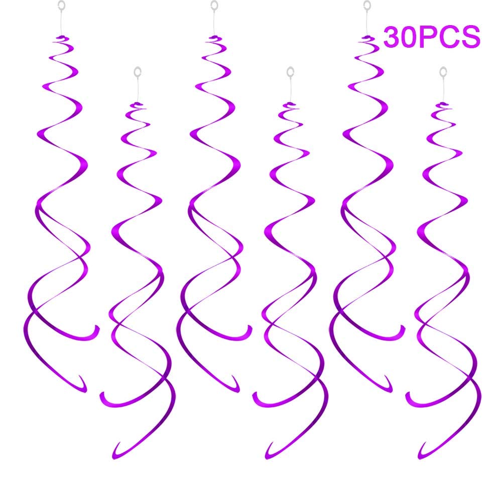 AimtoHome Party Swirl Decorations, Hanging Swirl for Ceiling Decorations, Purple, Pack of 30