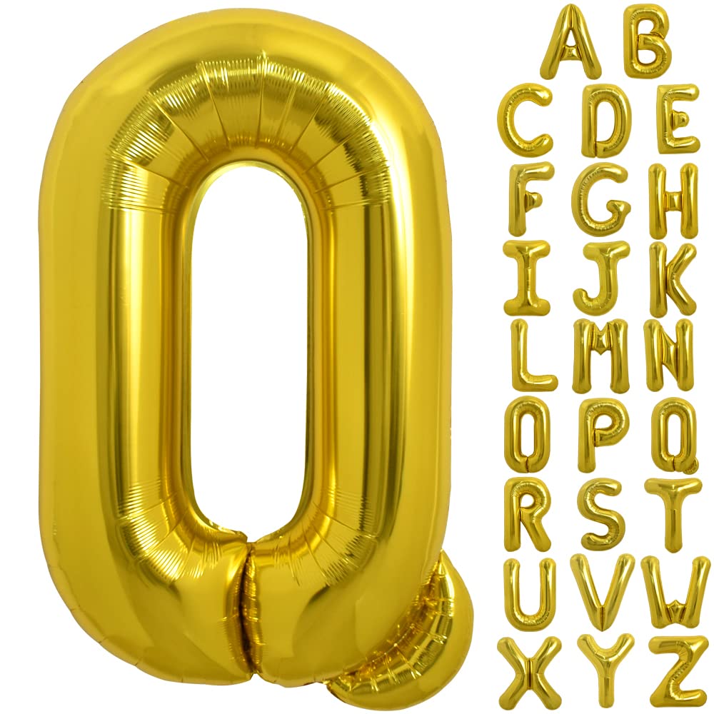 Toniful 40 Inch Large Gold Letter Q Balloons Helium Balloons,Foil Mylar Big Balloons For Birthday Party Anniversary Supplies Dec