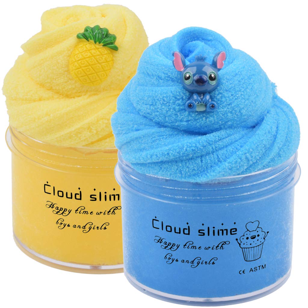 Cloud Slime Kit 2 Pack Pineapple Blue Slime Super Soft and Non-Sticky Scented DIY Sludge Toy (8oz)