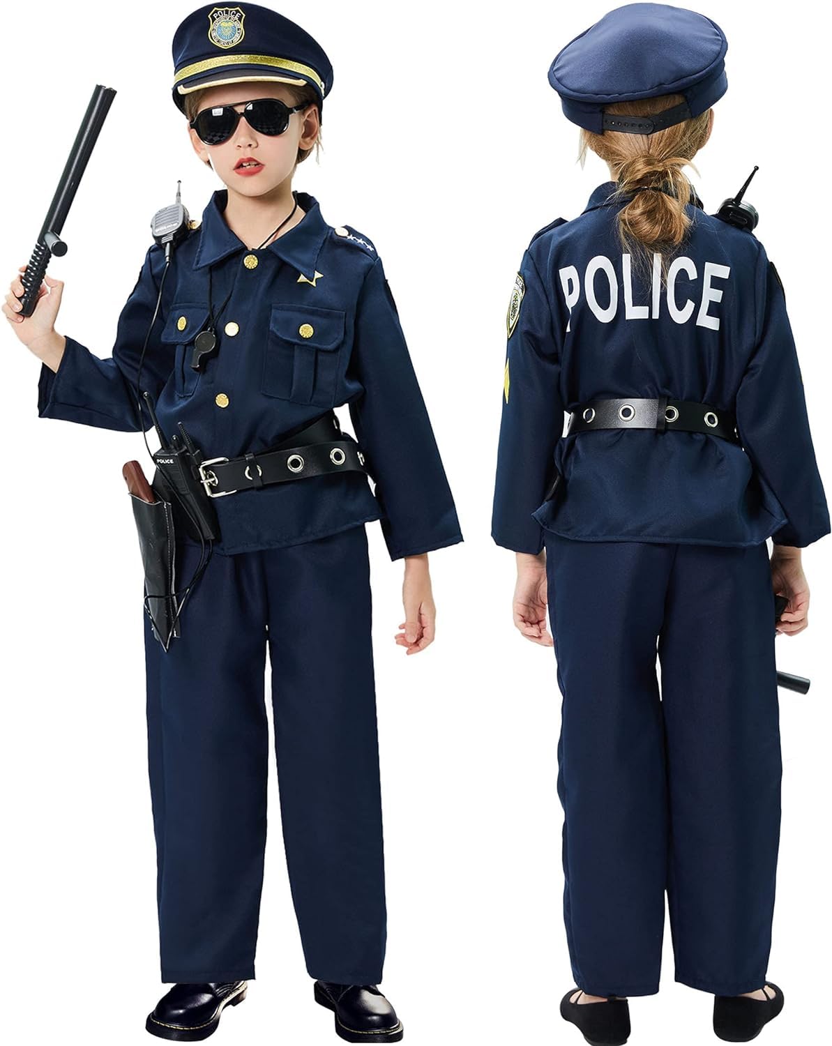 Police Costume For Kids Dress Up Set Role Play Officer With Handcuffs Badge Toys