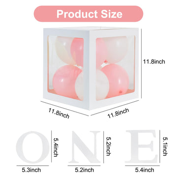 Toniful 1St Birthday Party Supplies Macaron Pink White Balloon Box With Letters One,Baby Girl Theme One Year Old Birthday Party