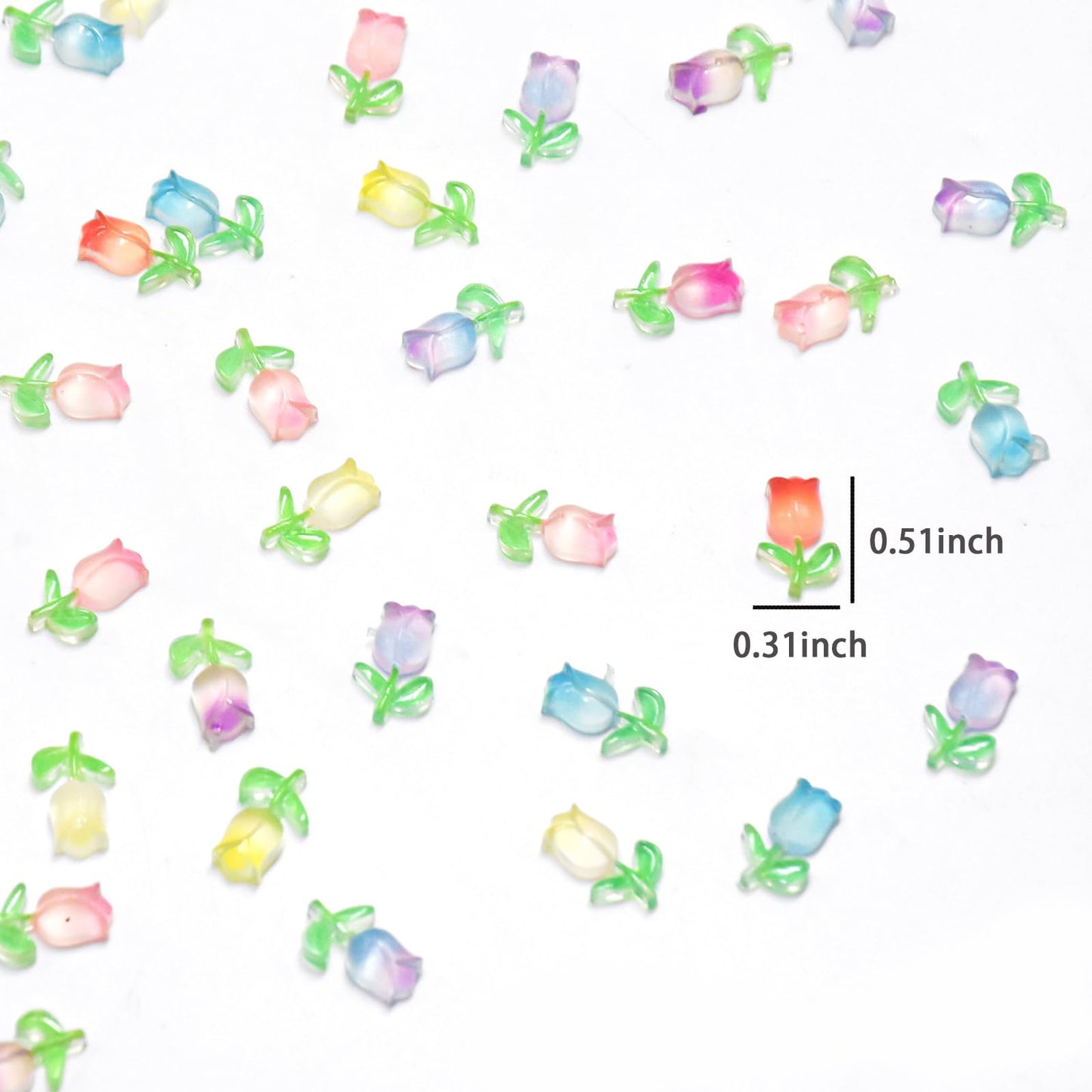 100 Pieces Mini Tulip Flowers For Crafts Dollhouse Miniatures Luminous Resin Mini Things Micro Tulip For Fairy Garden Micro Land