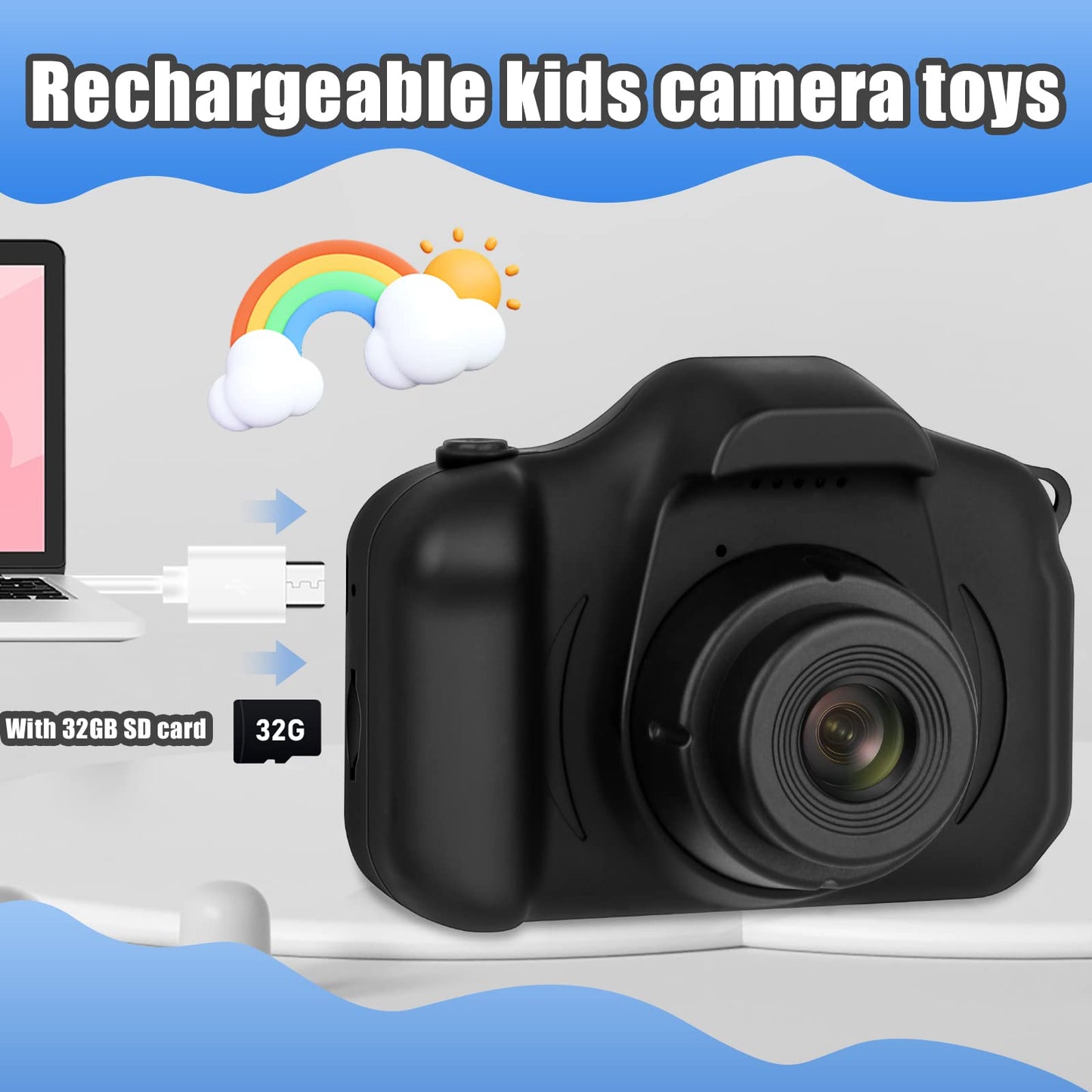 Vasttron Kids Camera,Portable Children Selfie Camera Toys Girls Boys Gifts For Age 3-12 Toddler Hd Digital Video Cameras With 32