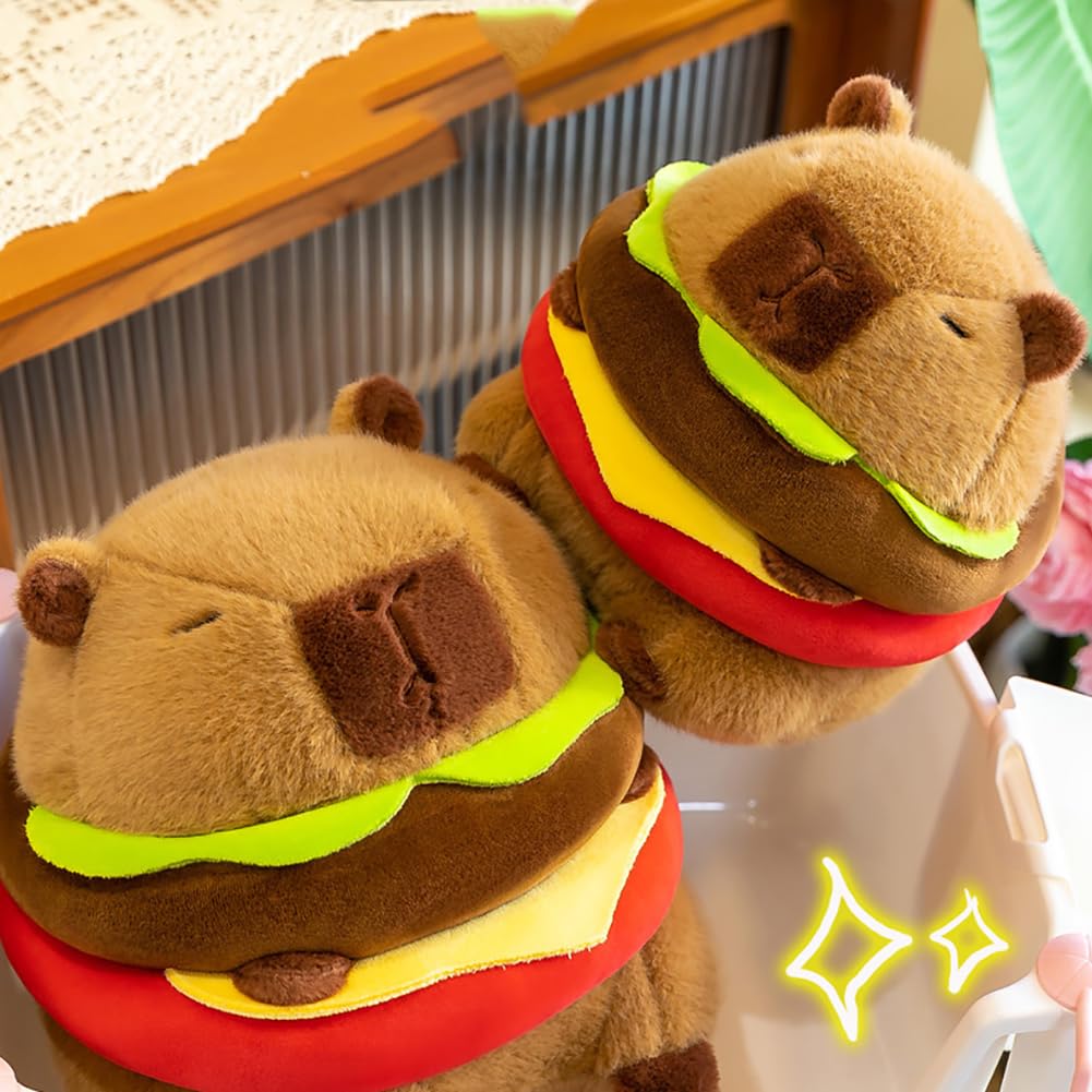 Wgxzyq Capybara Plushie Stuffed Animal Toy, Stuffed Capybara Plush Toy, Birthday Xmas Gift For Kids (Hamburger)