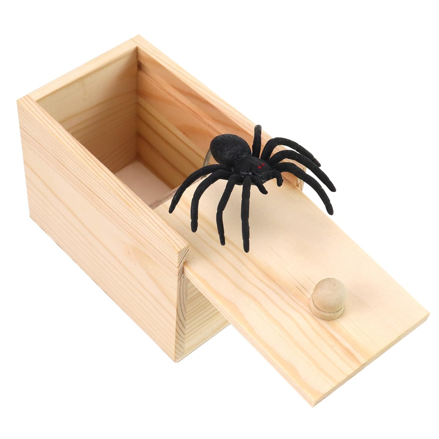 Xmoyaas Wooden Spider Prank Box, Rubber Spider Hidden In A Box Fun Prank Handicraft, Original Spider Trick Box, Christmas, April