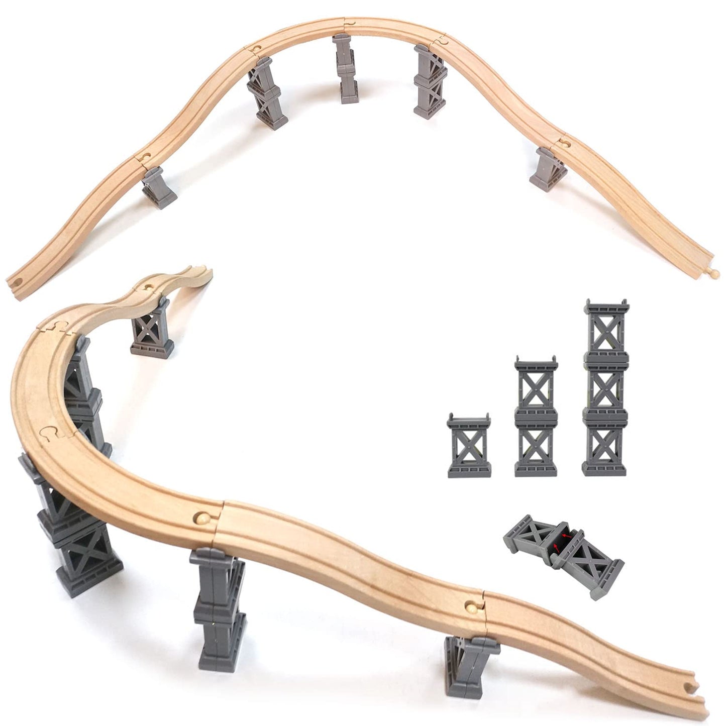 Wooden Train Bridges, Viaduct Bridge, Wooden Train Track Accessories, Wooden Train Track, Train Tracks Compatible With All Major