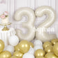 Suwen 40 Inch Large Cream White 32 Balloon Numbers Big Foil Helium Number Balloons 0-9 Jumbo Happy 32Nd Mylar Birthday Party Dec