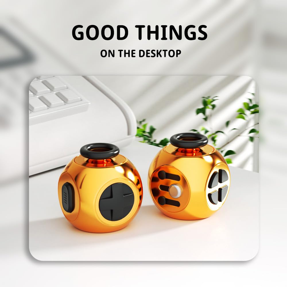 Fidget Toys Fidget Blocks Fidget Pads Stress Fidget Block Twisty Fidget Toy Cube Anxiety Toy Infinite Cube (Gold)