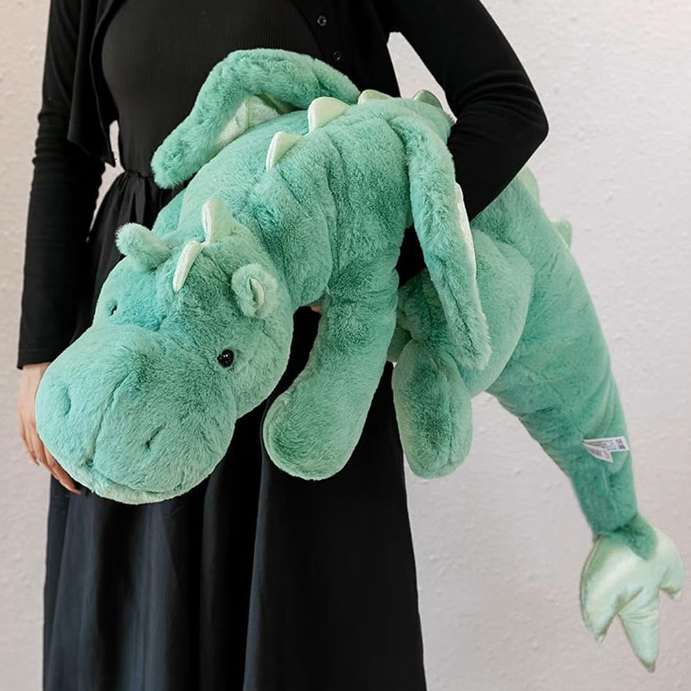 Leahaoe Giant Weighted Dragon Stuffed Animal 51.2'' 7Lbs, Soft Weighted Dragon Plush Toy, Green Dragon Plushy Pillowfort For Kid