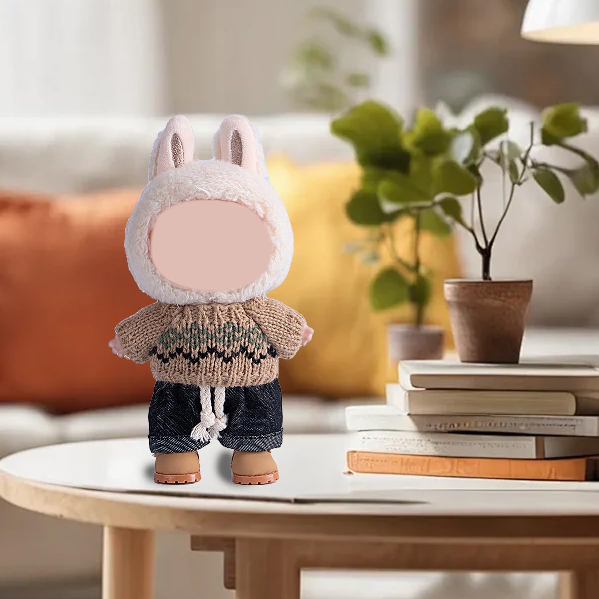 17cm Doll Clothes Set  enhanced Jeans & Knitted Sweater Outfit for 17cm 15cm Dolls  Cute Dress Up Fashion  No Doll Included (D  17cm/15cm)