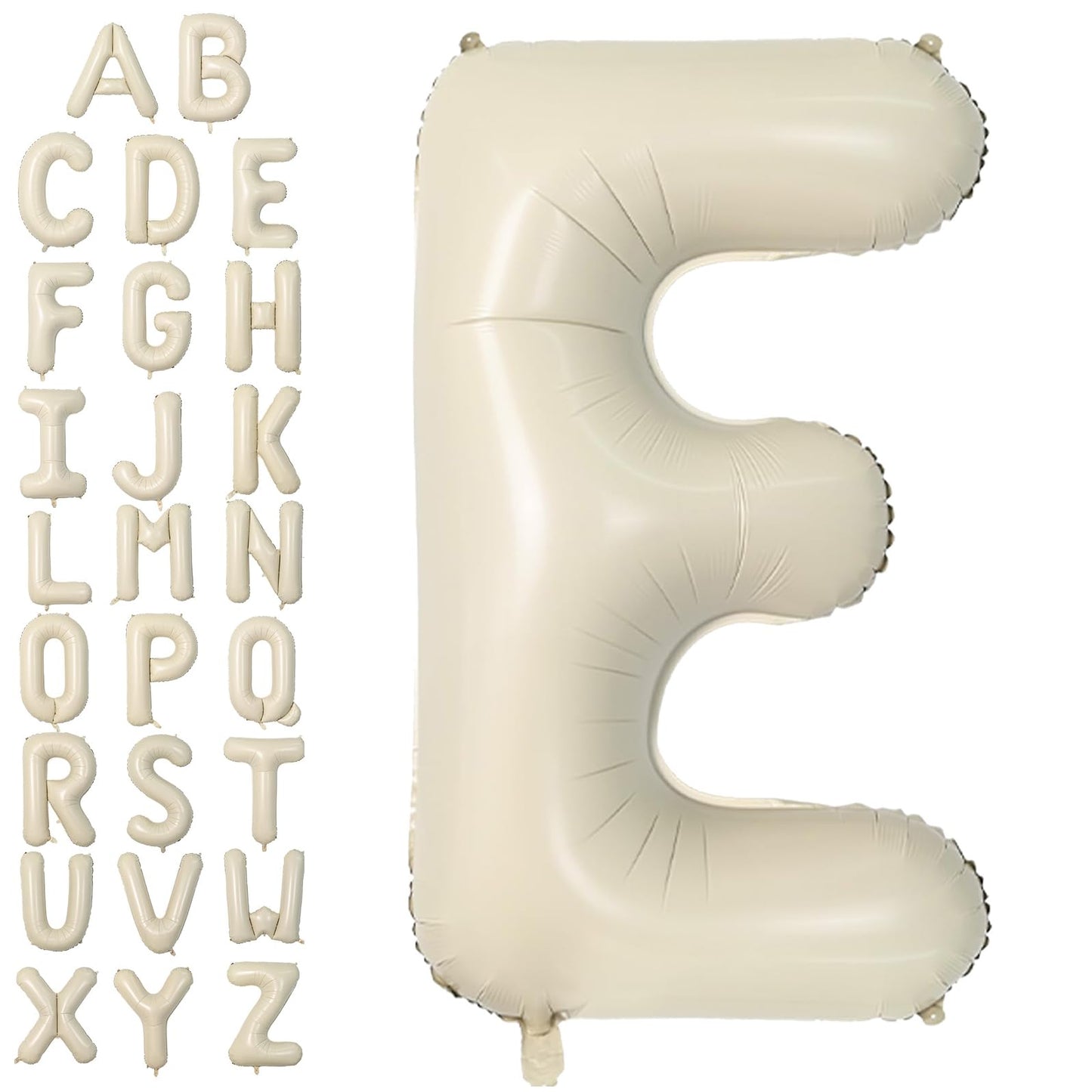 Letter Balloons Beige,40 Inch Letter E Balloons,A-Z Alphabet Name Foil Balloons,Big Single Cream Aluminum E Word Balloons Helium