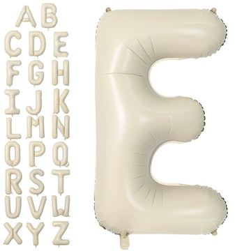 Letter Balloons Beige,40 Inch Letter E Balloons,A-Z Alphabet Name Foil Balloons,Big Single Cream Aluminum E Word Balloons Helium