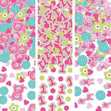 amscan One Wild Girl 1st Birthday Value Party Confetti, Small, Pink/Green/Blue