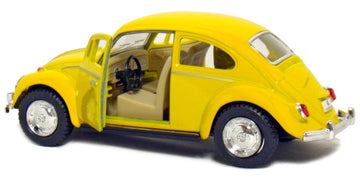 Kinsmart Yellow 1967 Classic Die Cast Volkwagen Beetle Toy with Pull Back Action, unisex
