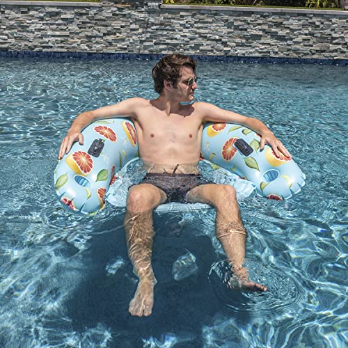 PoolCandy Sun Chair Water Raft, Multiple Chair Styles (Grapefruit Print Sun Chair Pool Float)
