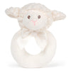 Bearington Collection Baby Lamby, 5.5 Inch Cream Lamb Plush Stuffed Animal, Soft Baby Rattles And Plush Rings