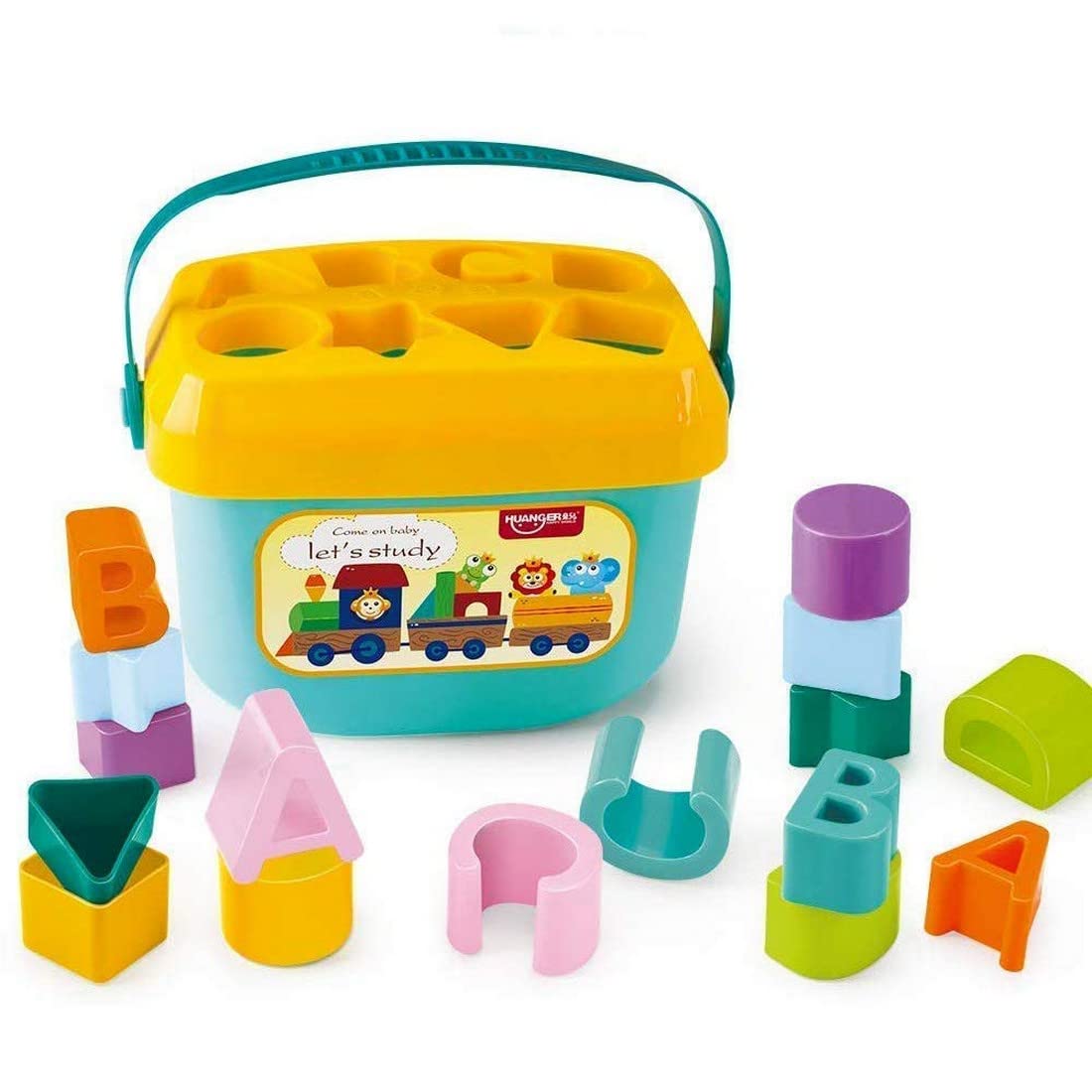 Tvasta Babys and Toddler First Shape Sorting Blocks Learning and Educational Activity Toys with 16 PCs Building Blocks in Multi