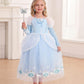 Itvti Cinderella Dress For Girls Kids Blue Princess Costume Halloween Carnival Fancy Dress Up For Cosplay, 5-6 Years(Tag 130)