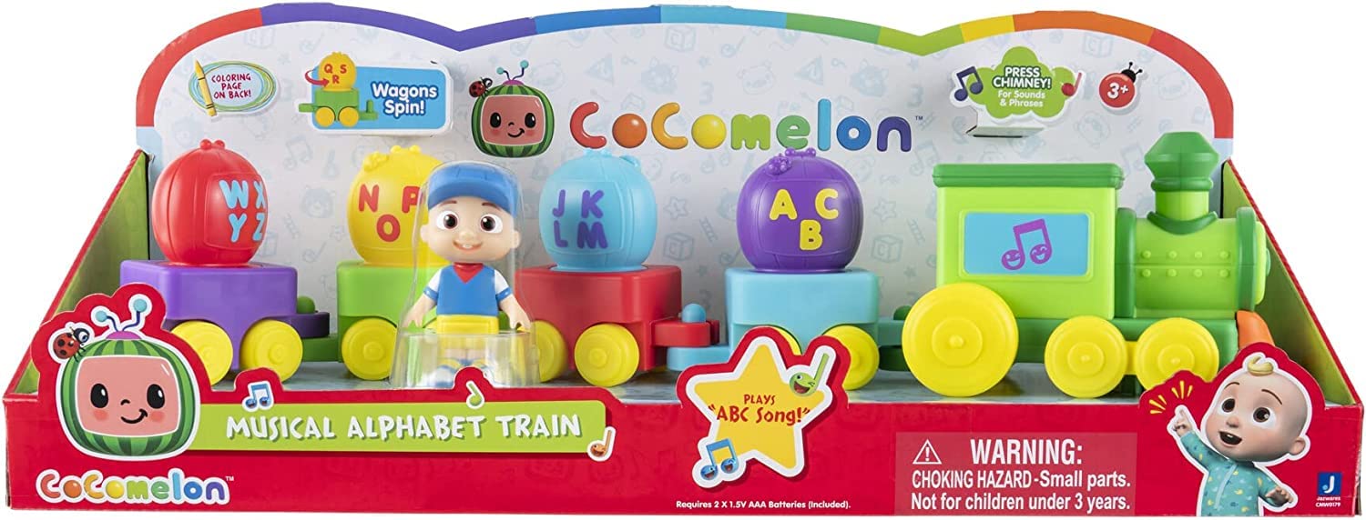 Cocomelon Musical Alphabet Train With Jj-Features With Music,Sounds & Phrases-4 Alphabet Wagons,1 Jj Conductor Figure-Plays Clips Of ‘Abc Song’-Toys For Kids And Preschoolers