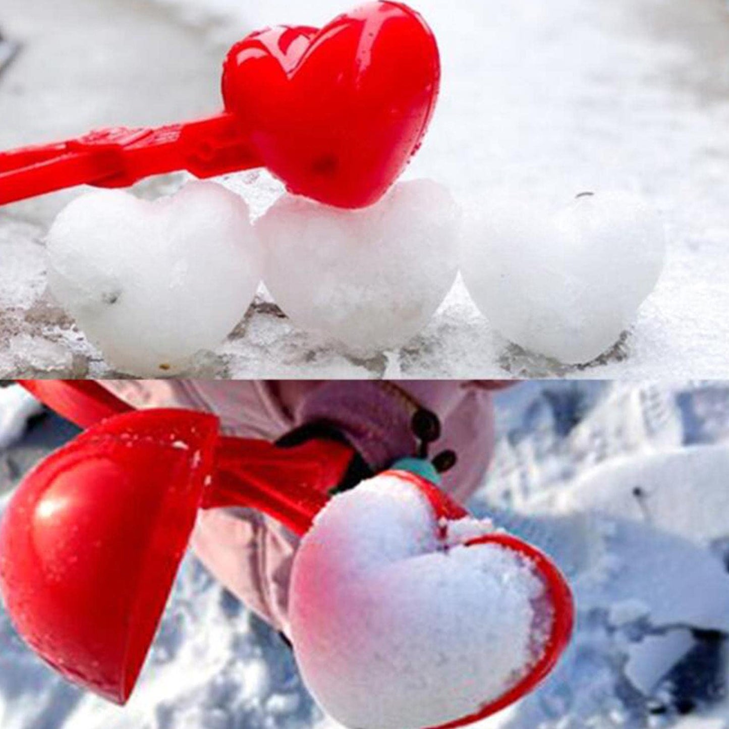 Vistora Outdoor Love Heart Snowbal Maker Clamps Kids Child Sand Clay Mold Games Tool