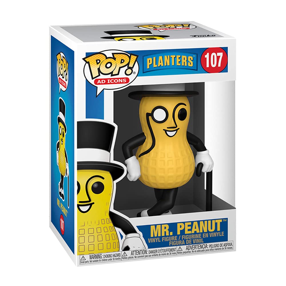 Funko Pop! Ad Icons Mr. Peanut Figure - Standard Size, Cream Plastic, Model 52924