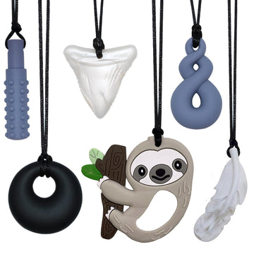 Chew Necklace For Sensory Kids, 6 Pack Silicone Chewing Necklace For Kids Boys Girls With Adhd Autism, Anxiety, Sensory Chew Toy