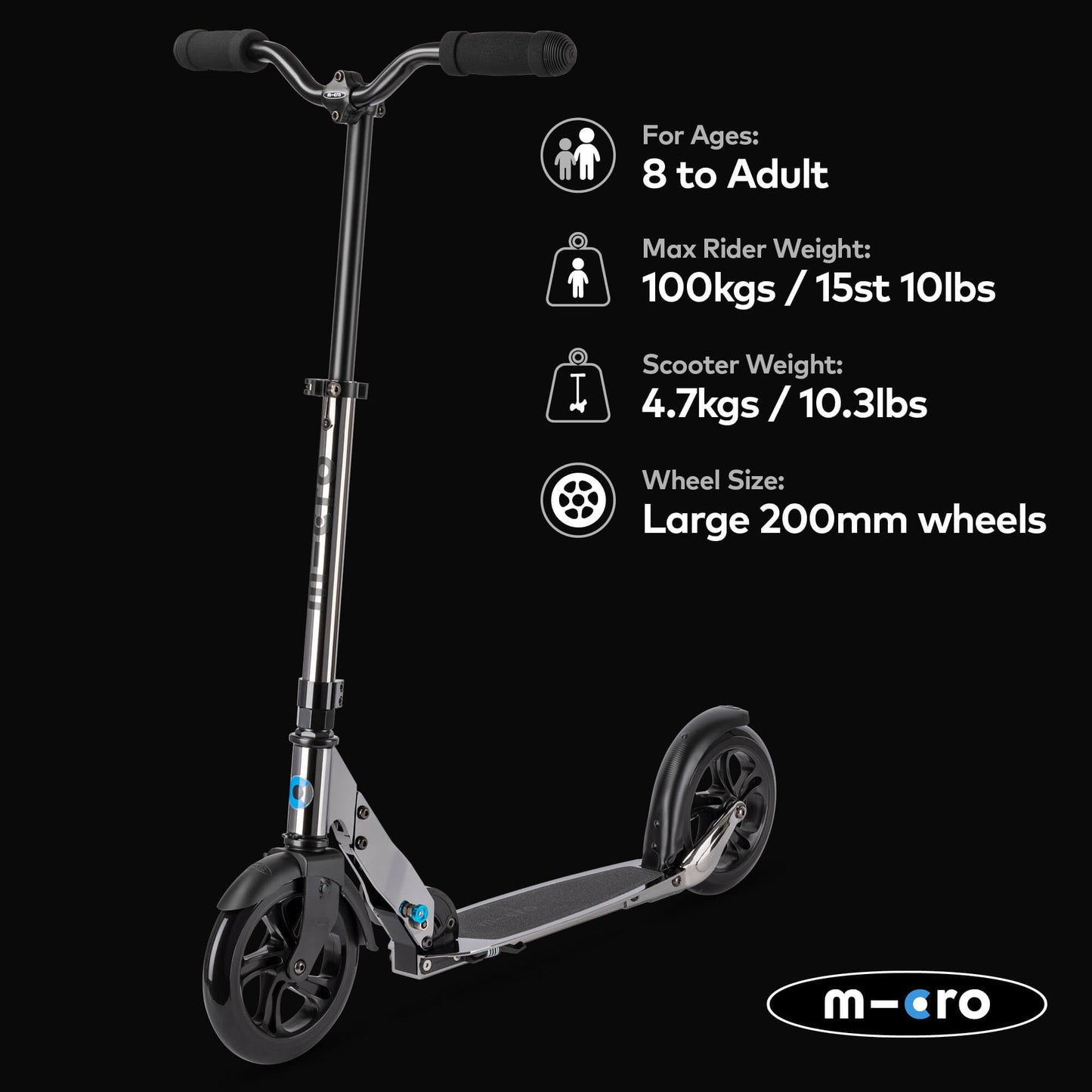 Micro Scooters | Micro Classic mature-themed Scooter | Big Wheels | City Commuting | Foldable | Rainbow Neochrome