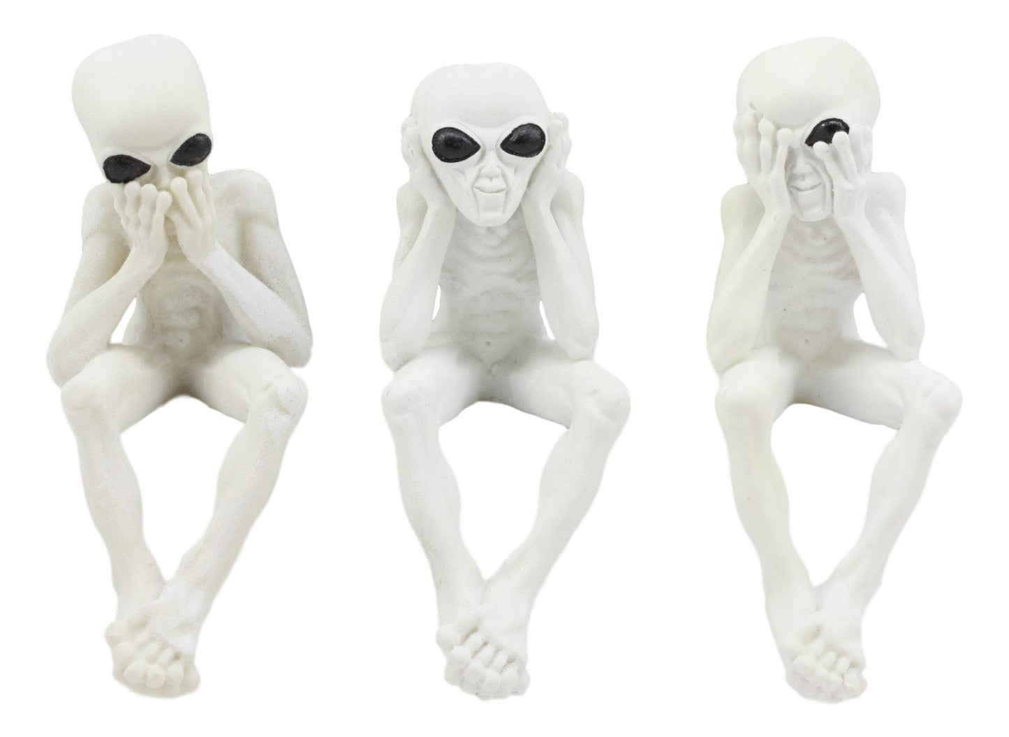 Ebros Glow In The Dark See Hear Speak No Evil Alien Shelf Sitters Set Of 3 Extra Terrestrial Creatures Alien Figurines