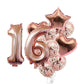 Pop The Party Nylon 16Th Number Balloon With 16 Digit Balloon For Including Star, Heart And Confetti Balloons, Multicolor, 14 Pc