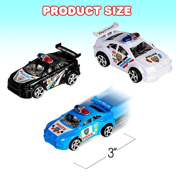 ArtCreativity Pullback Mini Police Toy Cars for Kids, Set of 12, Pull Back Racers in Assorted Colors, Police Birthday Party Favo