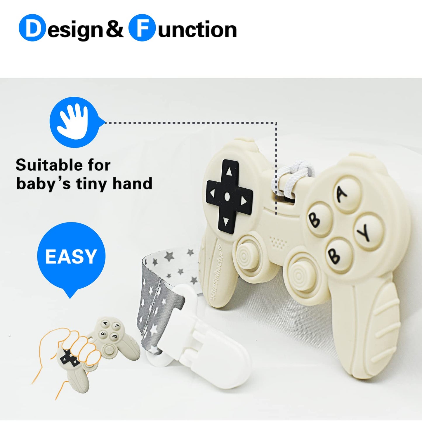 Cool Remote Game Control Teething Toy For Babies 0-6 6-12 Months,Game Controller Teether For Gamer Parents,Baby'S First Valentines Day Gifts,Silicone Remote Chew Toys(White