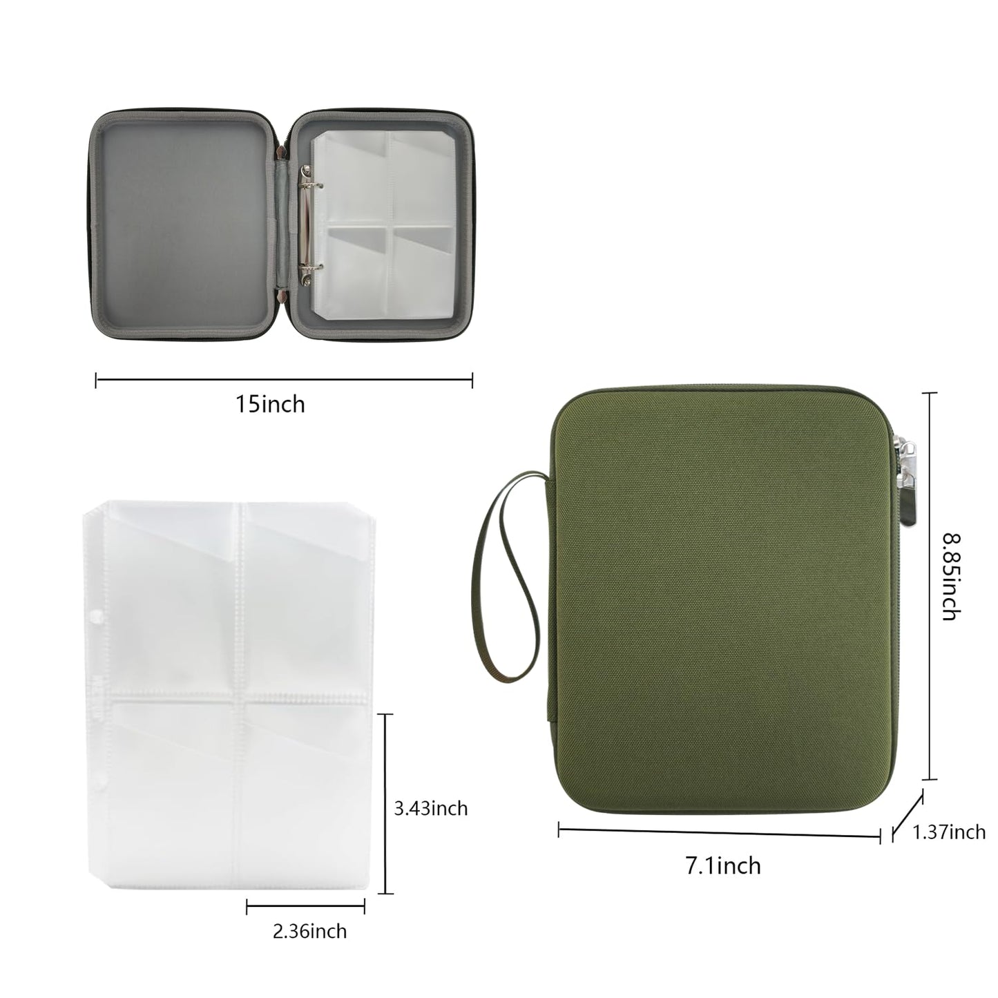 JDSZM Yoto Card Case Holder - 120 Pockets Portable Organizer, Army Green, Polypropylene, Model YOTOCARDAG