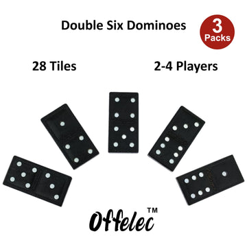 Offelec Wooden 3 Pack Domino Set 28 Tiles Games Double 6 Dominoes Set Double Six Dominos For Kids Adults And Family Table Games