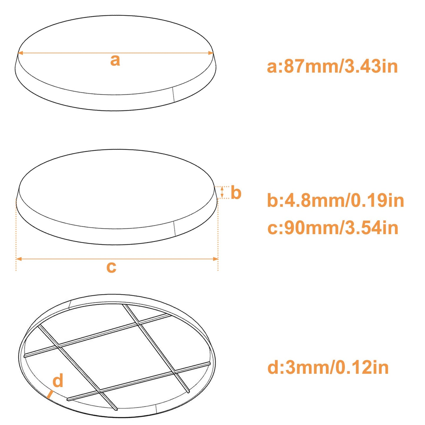 Evemodel 30Pcs 90Mm Round Bases For Wargames Table Top Military Simulation Scene Abs Plastic