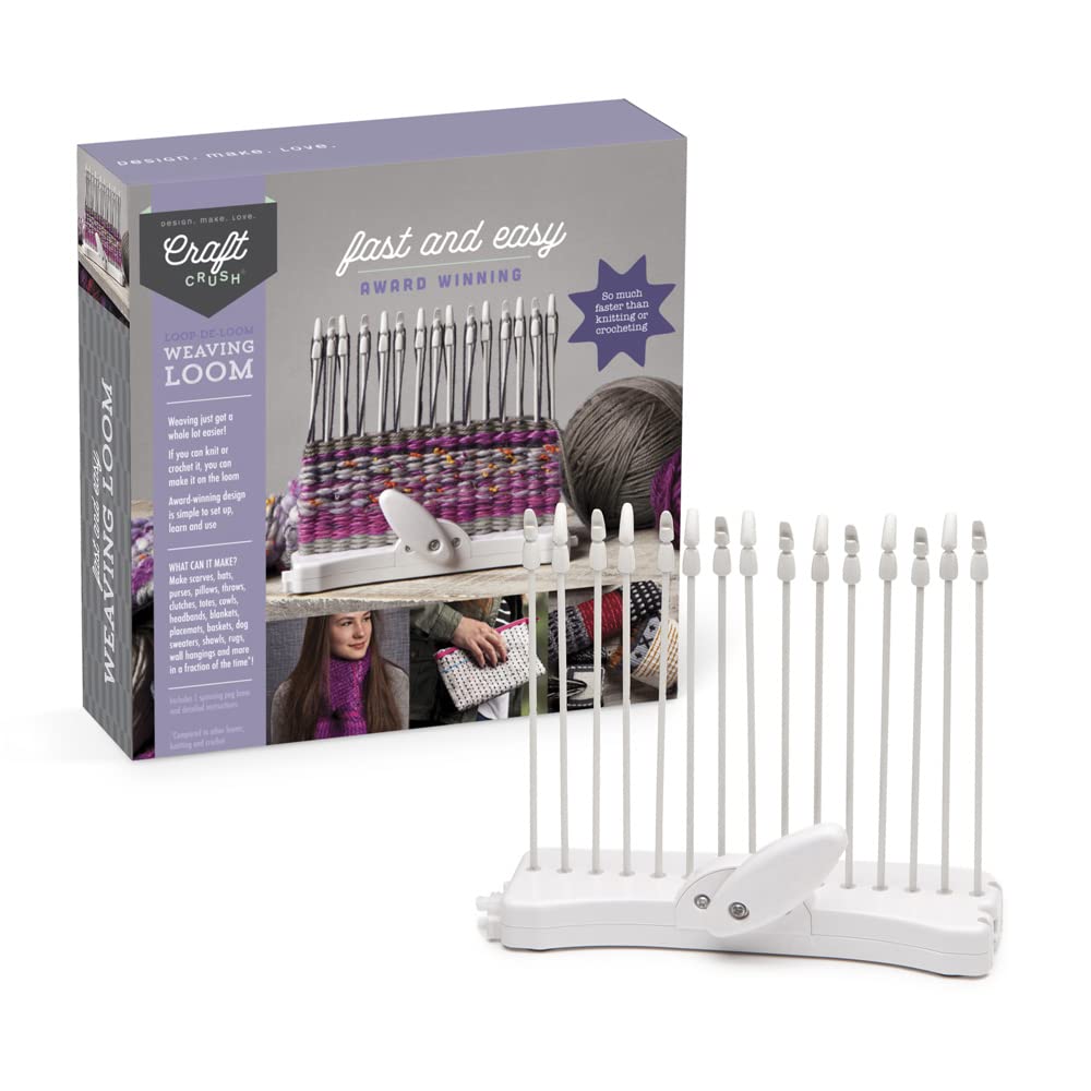 Craft Crush Weaving Loom Craft Kit - Learn to Weave Scarves, Gloves, Home D  cor - Modern Design Mini Craft Kit for Teens & Adul