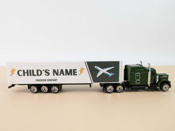 MT WORLD Personalized Toy Truck with Name Custom Semi Truck Toy Tonka Container Car Carrier 1:64 Die Cast Metal & Plastic Truck