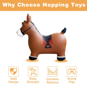 Hotmax Bouncy Horse, Inflatable Bouncing Animals Hopper For Toddlers Or Kids, Ride On Rubber Jumping Toys For Boy Or Girl Birthday Gift (Horse)