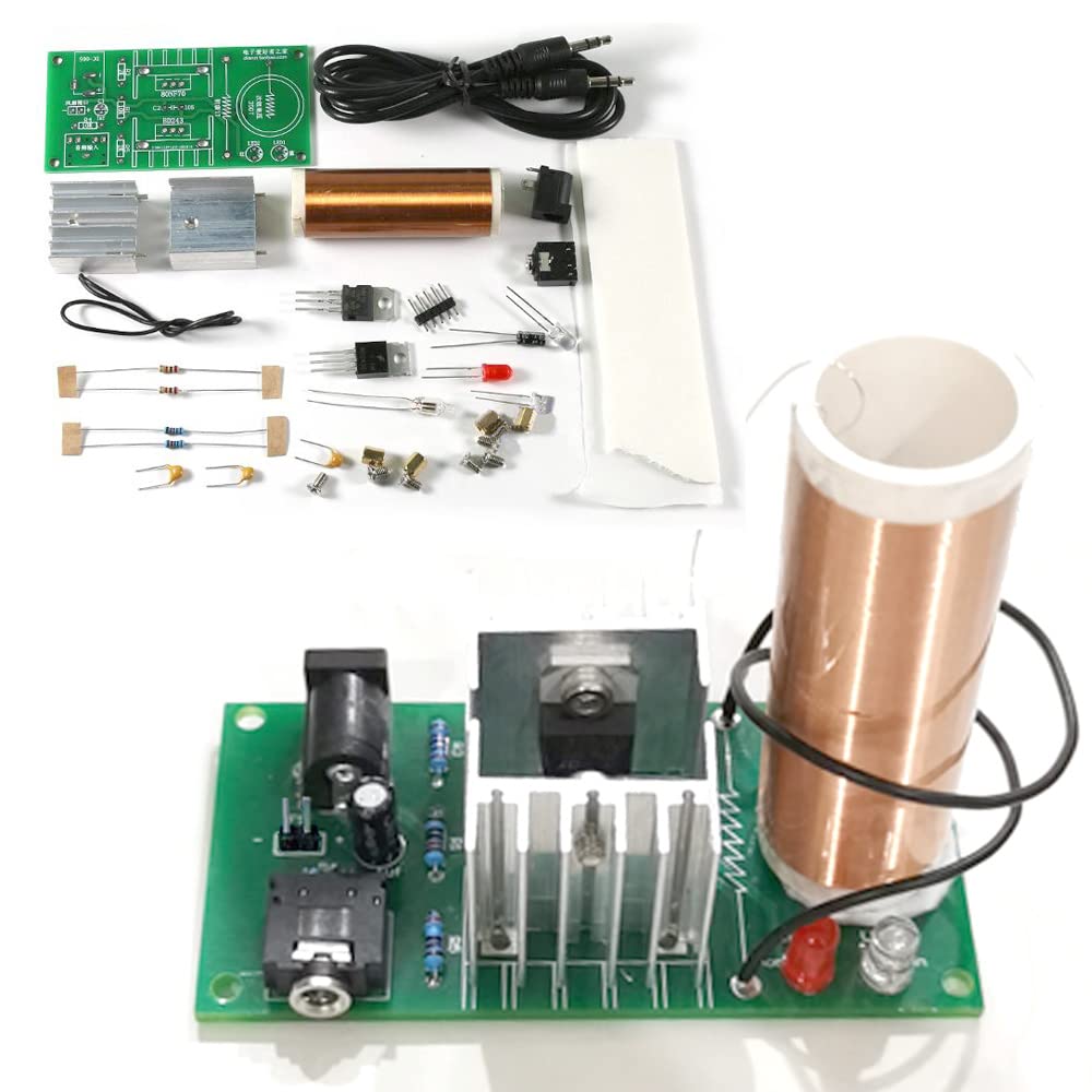 ISolderStore DIY Mini Tesla Coil Kit 15W Electronic DIY Kits Mini Music Tesla Coil Plasma Speaker Soldering Practice Kit DIY Soldering Project for Teens Kids mature-themeds Thanksgiving Xmas Gift