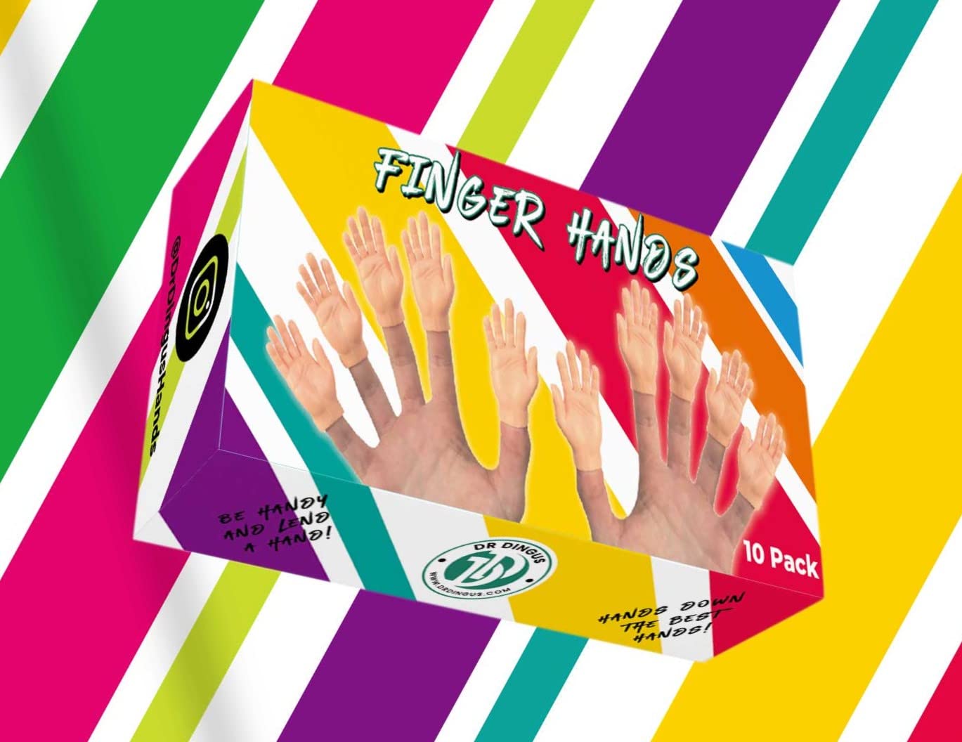 DR DINGUS Finger Hands (10 Pack w/Gift Box) - enhanced Rubber Little Tiny Finger Hands - Fun and Realistic Design - Ideal for Puppet Show  Gag Present  Fun for All Kids!