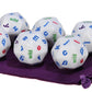 Alphabet Jumbo Dice, 30-Sided, Set of 6 Identical Dice, Purple Velveteen Drawstring Storage Pouch, Bundled Items