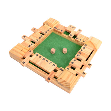 Clapjoy Shut The Box Dice Game For Kids & Adults [4 Sided Large Wooden Board Game, 2 Dice + Repeat Scorecard Usage] Educational