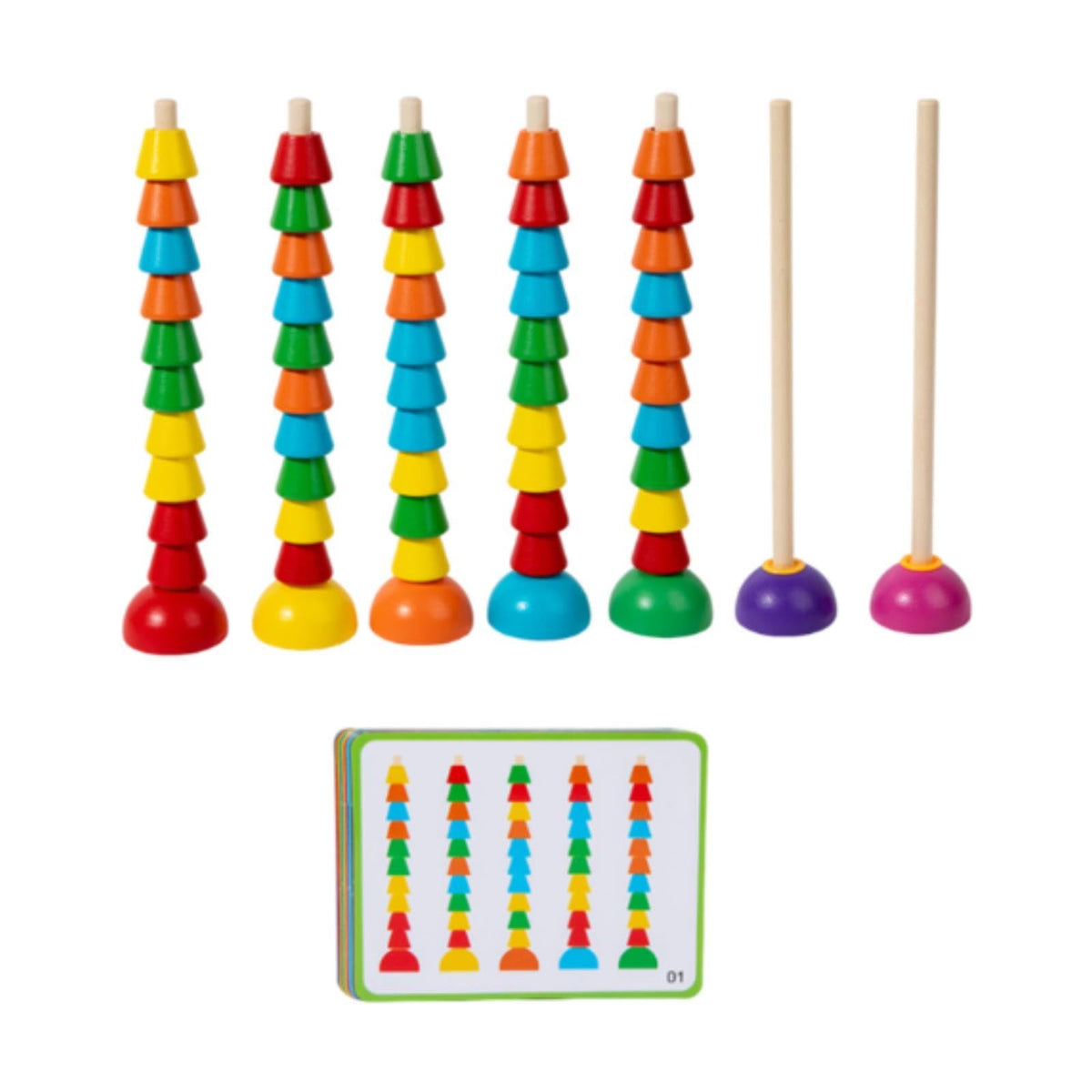 Ilsmysutra Wooden Beads Sequencing Toy Set Educational Colors Stacking Toy For Children|Toys For Baby|Developmental Baby Toys