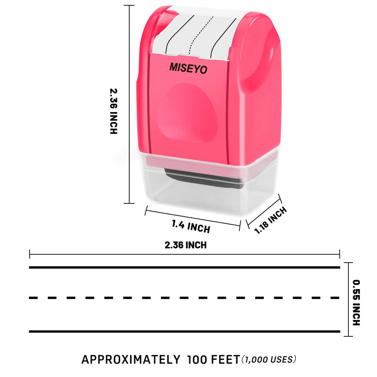 Miseyo Dashed Handwriting Lines Practice Roller Stamp,Self-Inking Line Rolling Stamps for Kids Writing - Peach