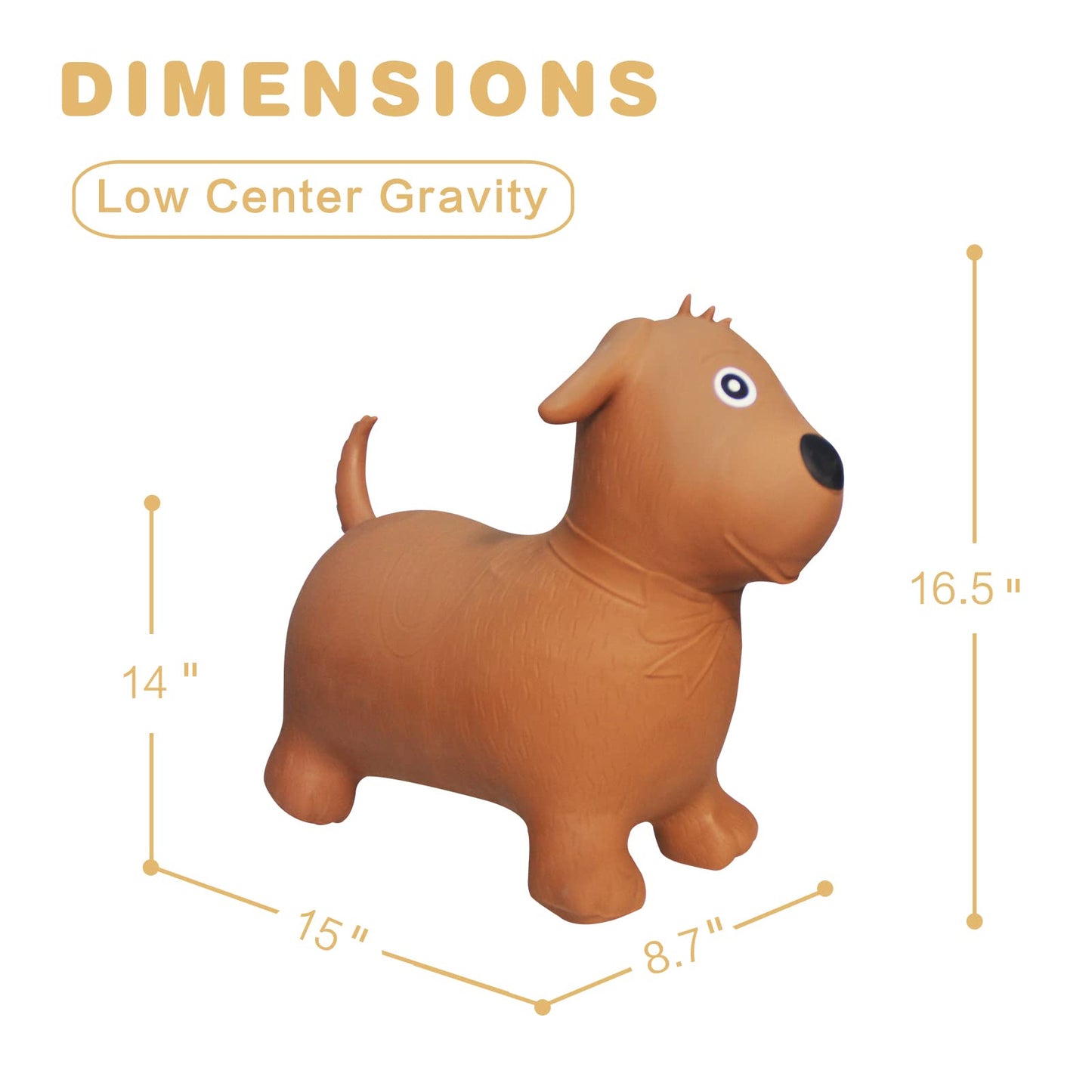 Hotmax Bouncy Horse, Inflatable Bouncing Animals Hopper For Toddlers Or Kids, Ride On Rubber Jumping Toys For Boy Or Girl Birthday Gift (Brown Dog)