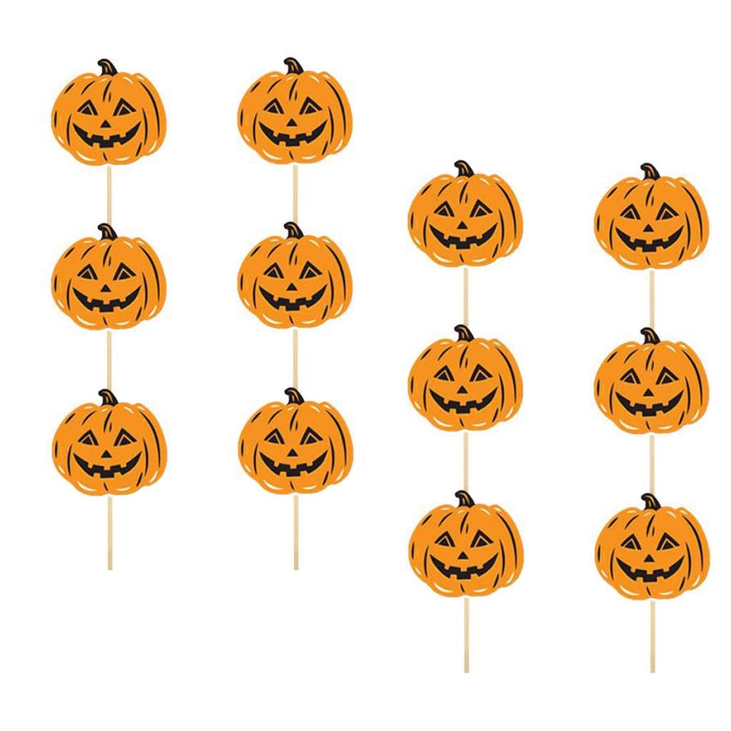 Loom Tree 12 Pieces Halloween Cake Cupcake Topper Halloween Cake Decor Pumpkin